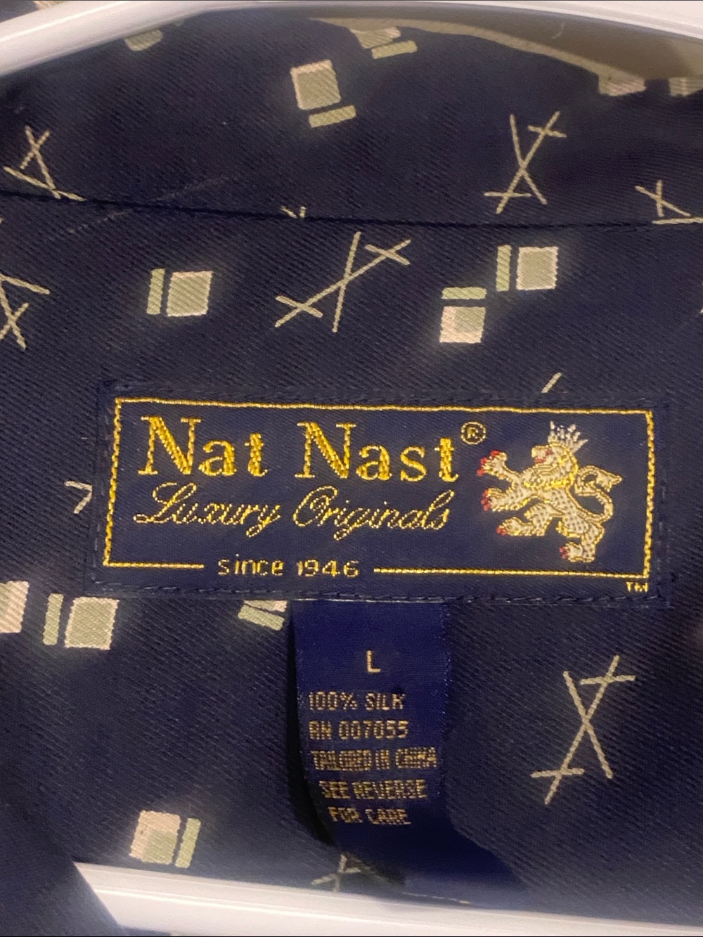 Nat Nast Luxury Originals 100% Silk Limited Edition Geometric Pattern Shirt L - Picture 3 of 4